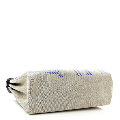 Hermes Vache Hunter Toile H Brides de Gala Herbag Zip Retourne 31 PM Bleu De France Ecru Black 5 of 11