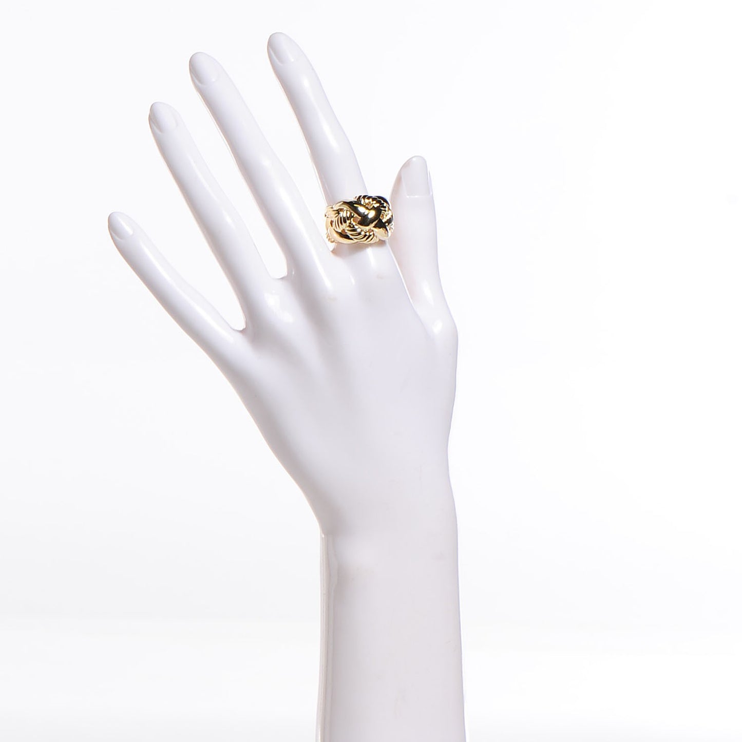 18K Yellow Gold Wide Woven Cable Ring 7