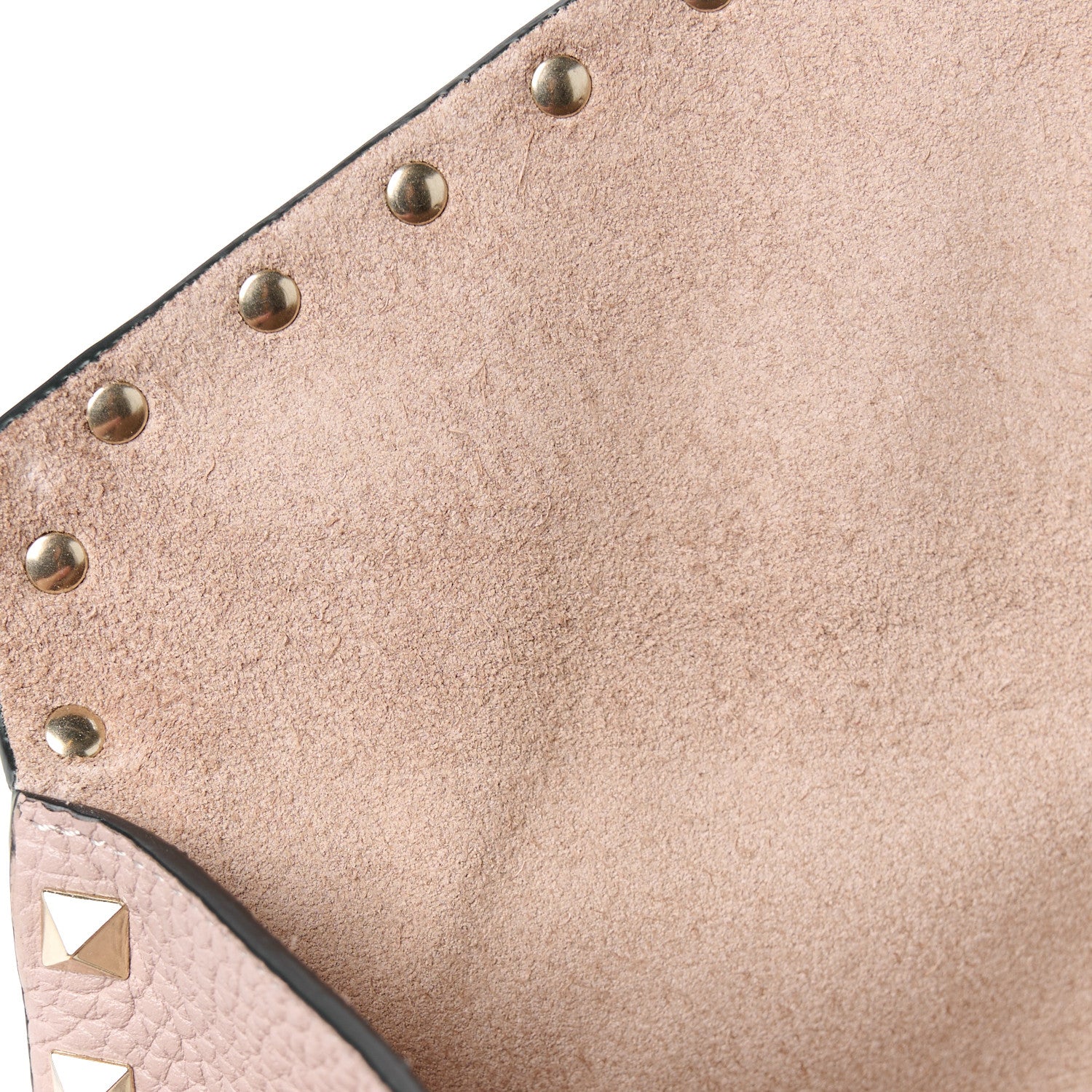 Valentino Garavani Pebbled Calfskin Large Rockstud Envelope Clutch Poudre 9 of 10
