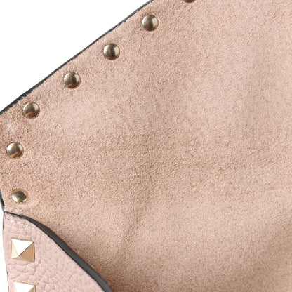 Valentino Garavani Pebbled Calfskin Large Rockstud Envelope Clutch Poudre 9 of 10