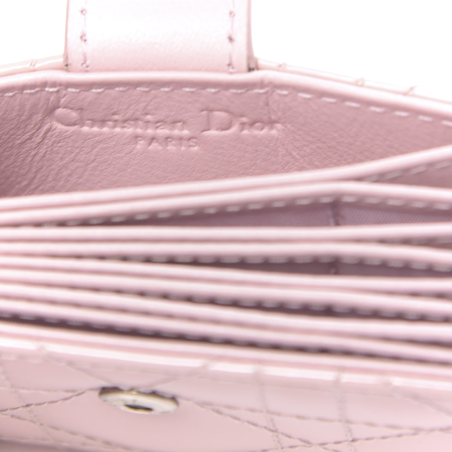 Christian Dior Patent Cannage Lady Dior 5-Gusset Card Holder Rose Clair 6 of 8
