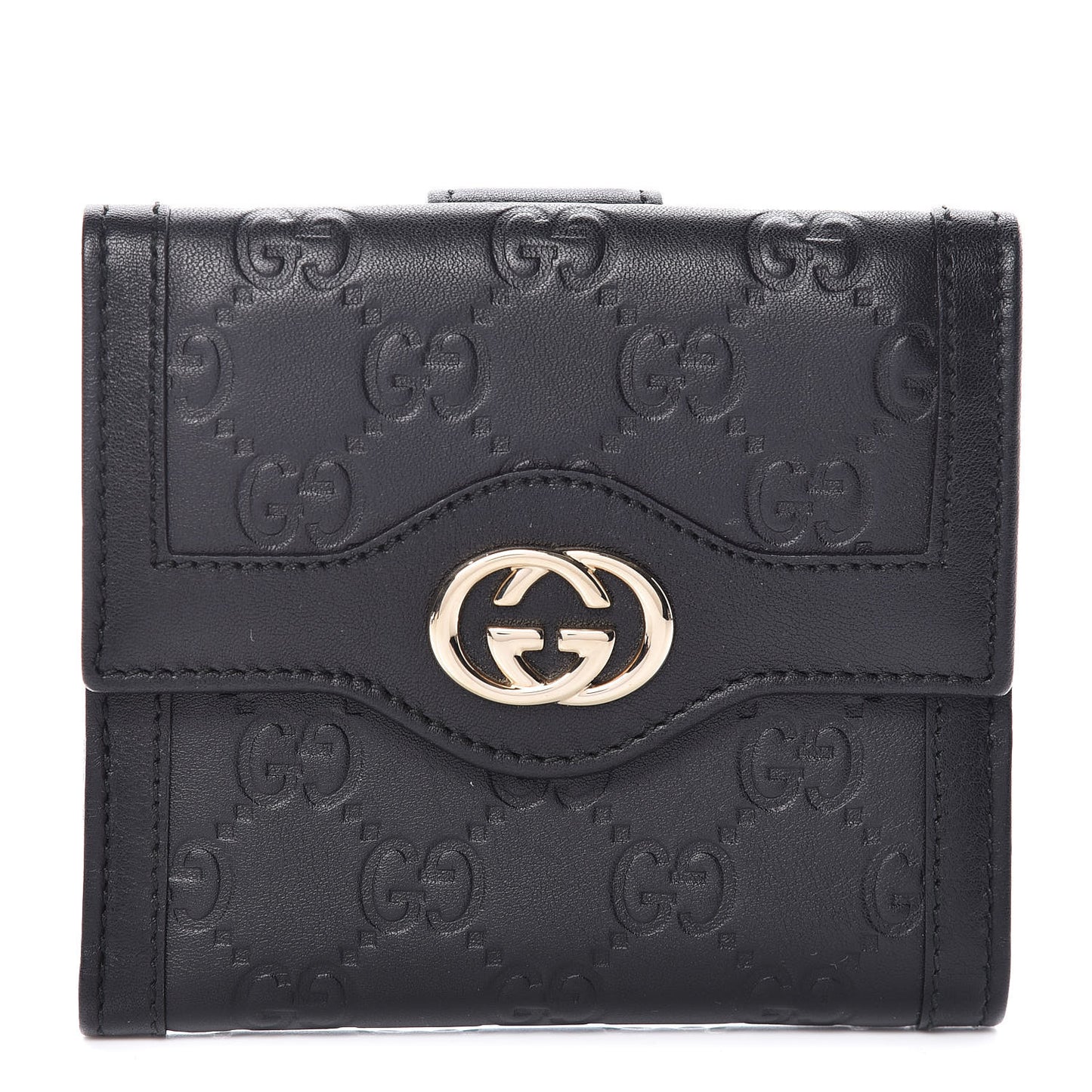 Guccissima Sukey French Flap Wallet Black