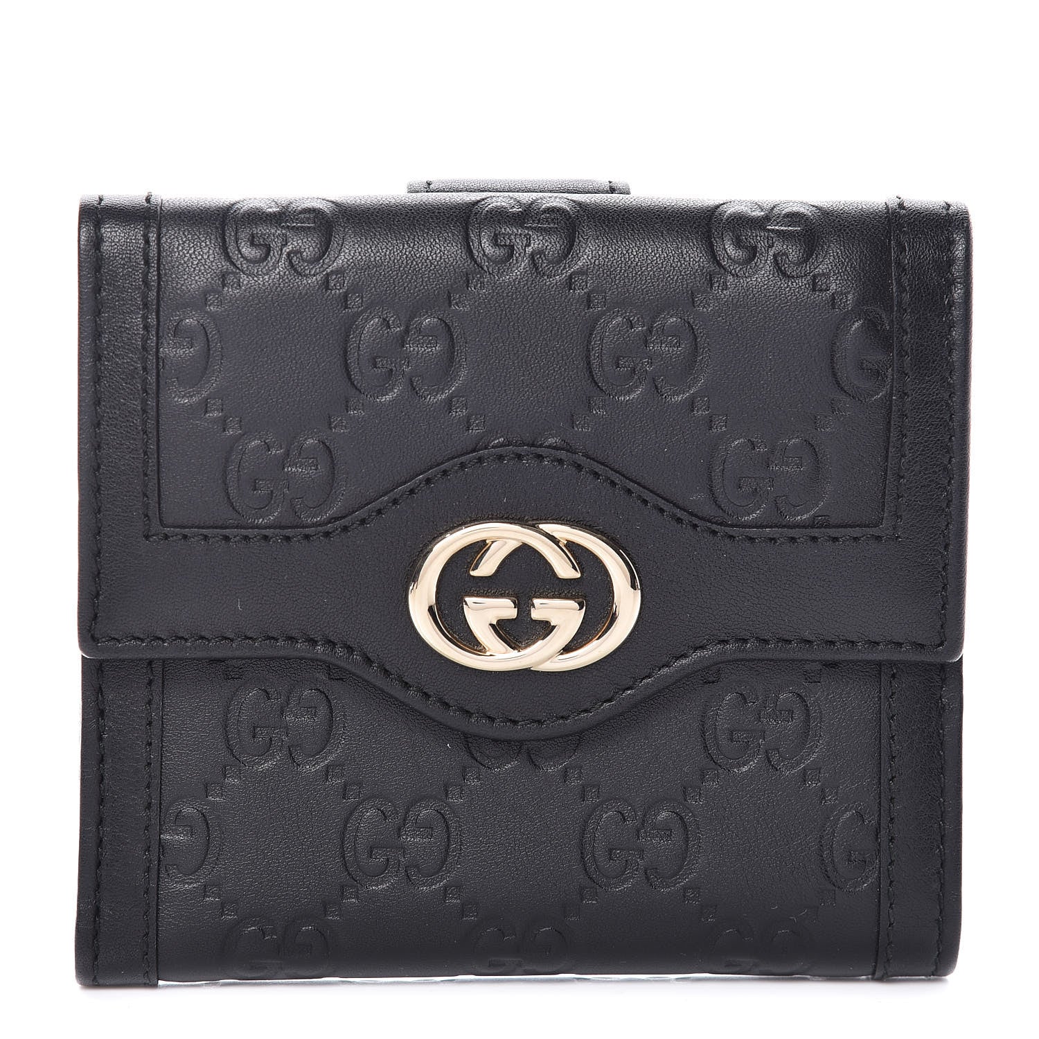 Gucci Guccissima Sukey French Flap Wallet Black 1 of 11
