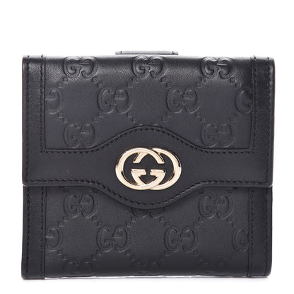 Gucci Guccissima Sukey French Flap Wallet Black 1 of 11