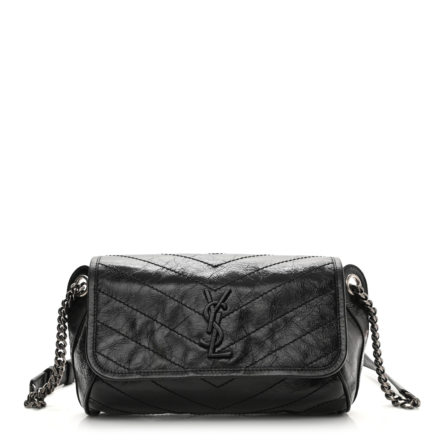 Saint Laurent Crinkled Calfskin Matelasse Monogram Niki Body Bag Black 1 of 11