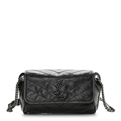 Saint Laurent Crinkled Calfskin Matelasse Monogram Niki Body Bag Black 1 of 11