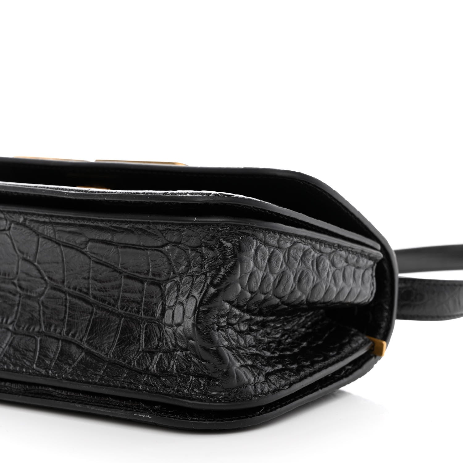 Balenciaga Extra Supple Calfskin Crocodile Embossed Small Gossip Bag Black 9 of 9