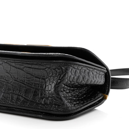 Balenciaga Extra Supple Calfskin Crocodile Embossed Small Gossip Bag Black 9 of 9