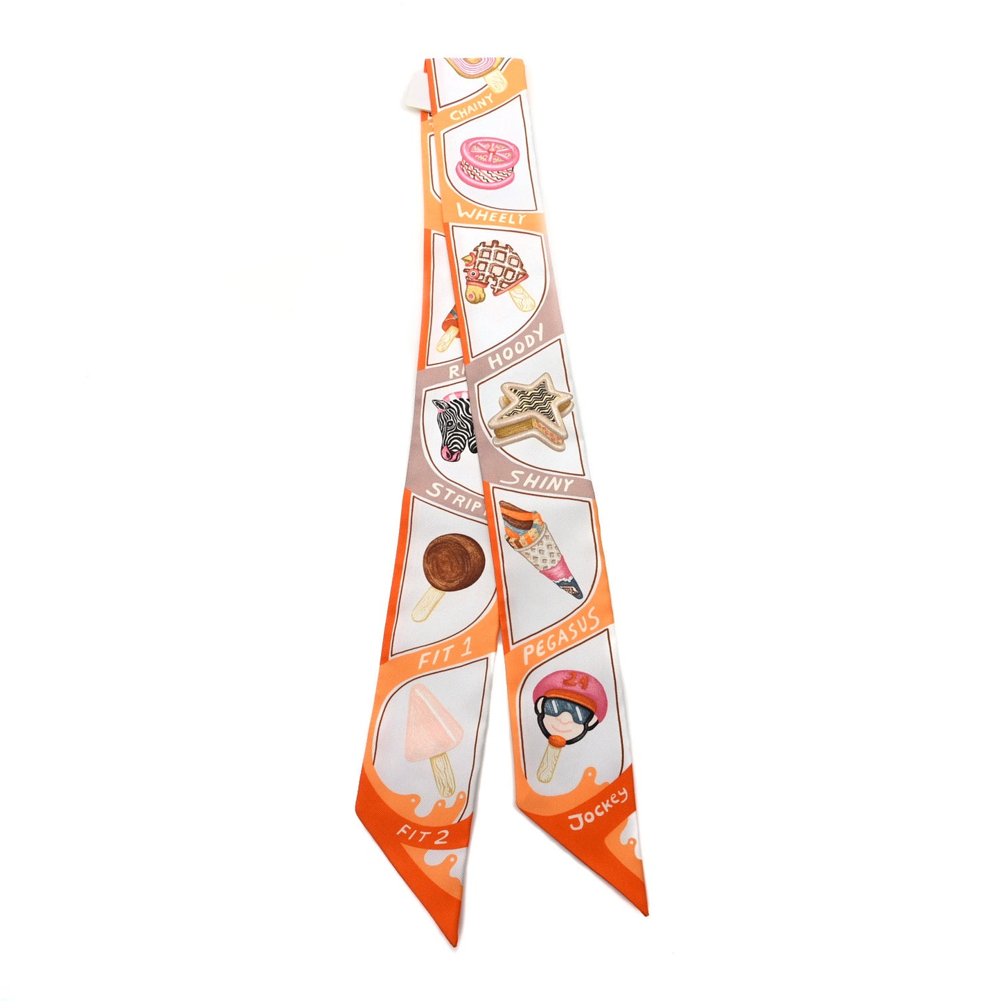 Silk Funny Ice Cream Twilly Orange Creme Beige