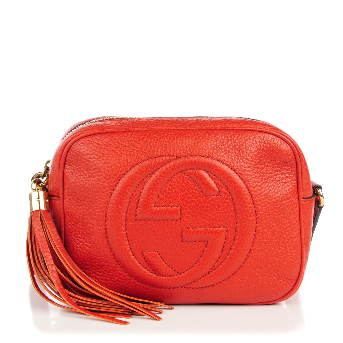 Pebbled Calfskin Small Soho Disco Bag Sun Orange