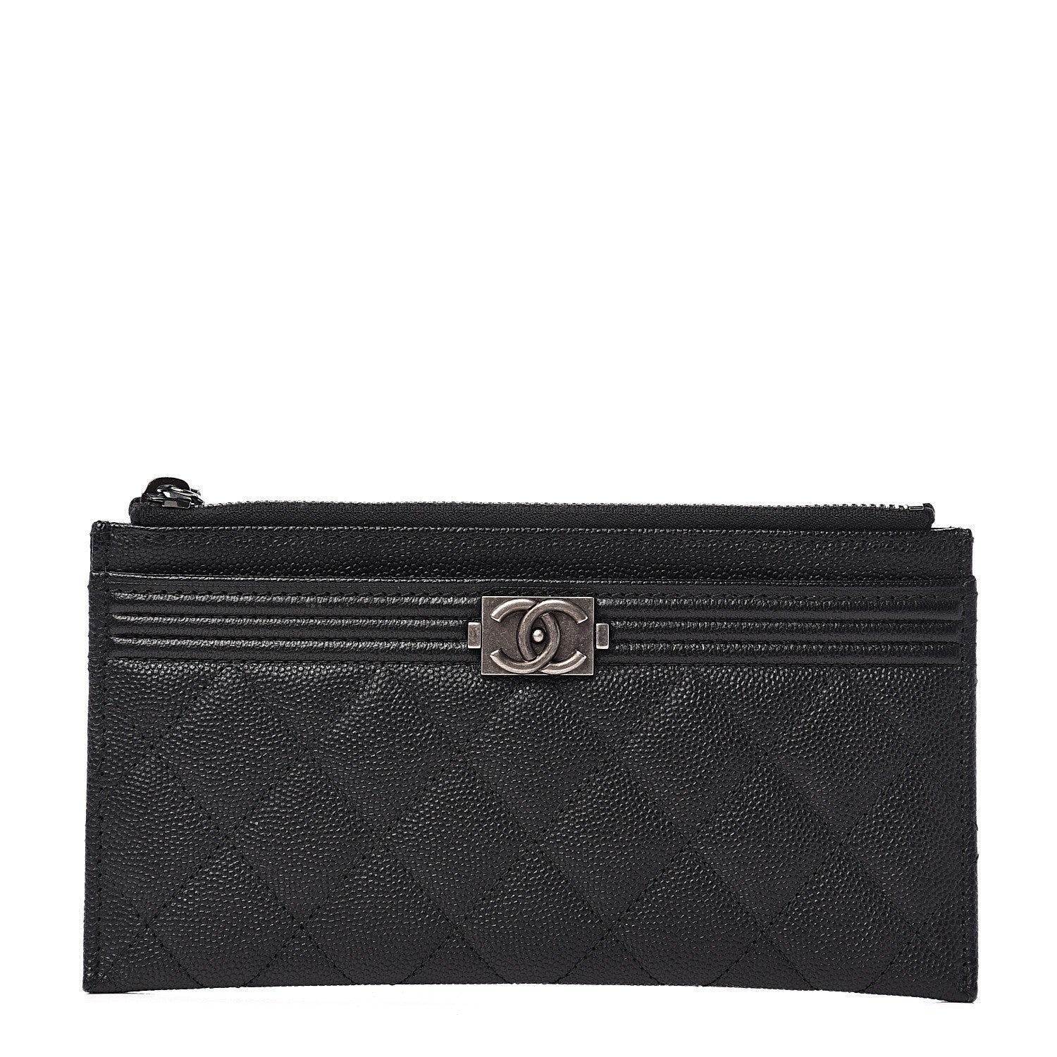 Chanel Caviar Quilted Classic Zip Boy Pouch Black 1 of 6