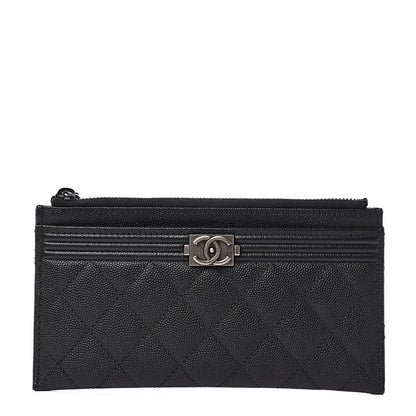 Chanel Caviar Quilted Classic Zip Boy Pouch Black 1 of 6