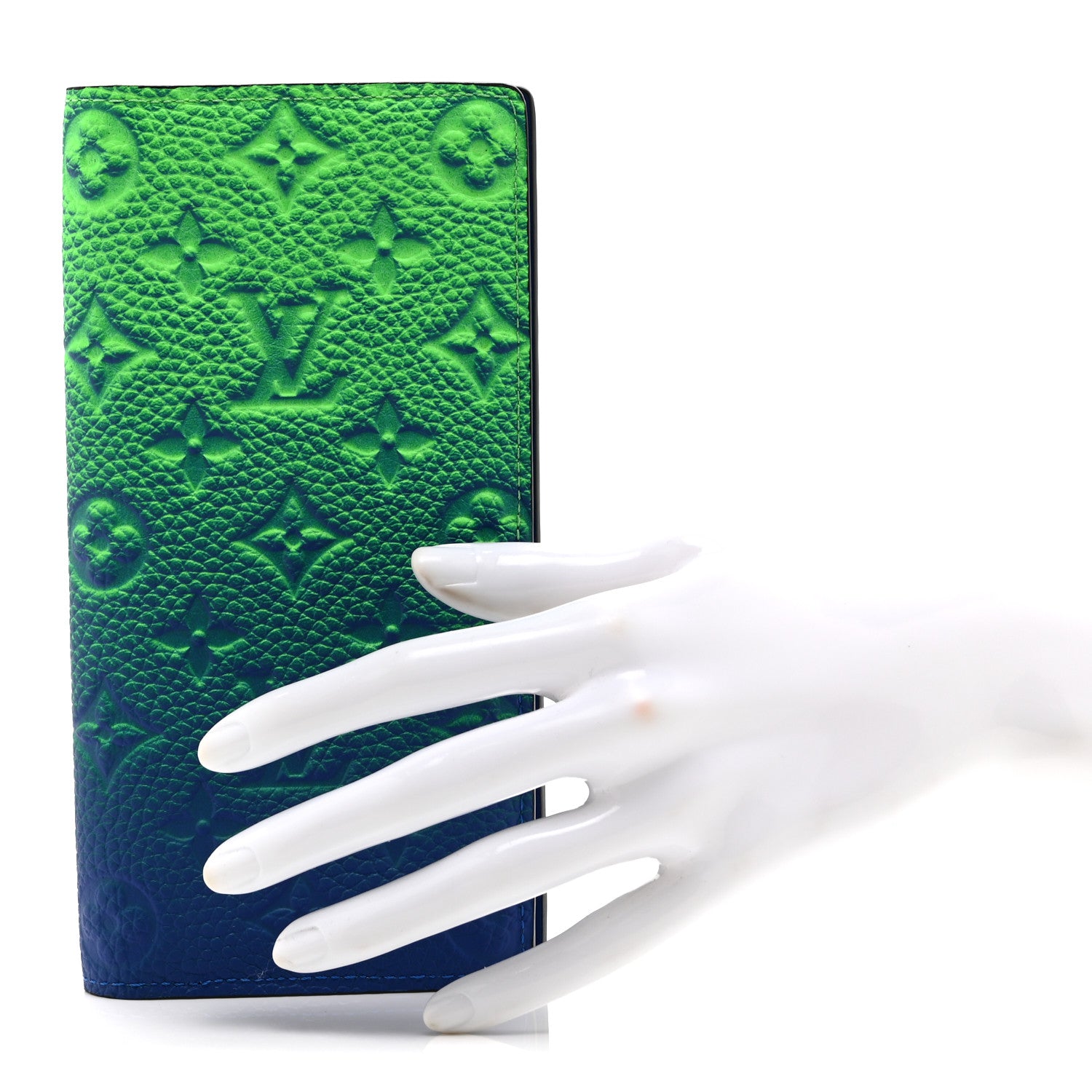 Louis Vuitton Taurillon Illusion Brazza Wallet Bleu Vert 2 of 10