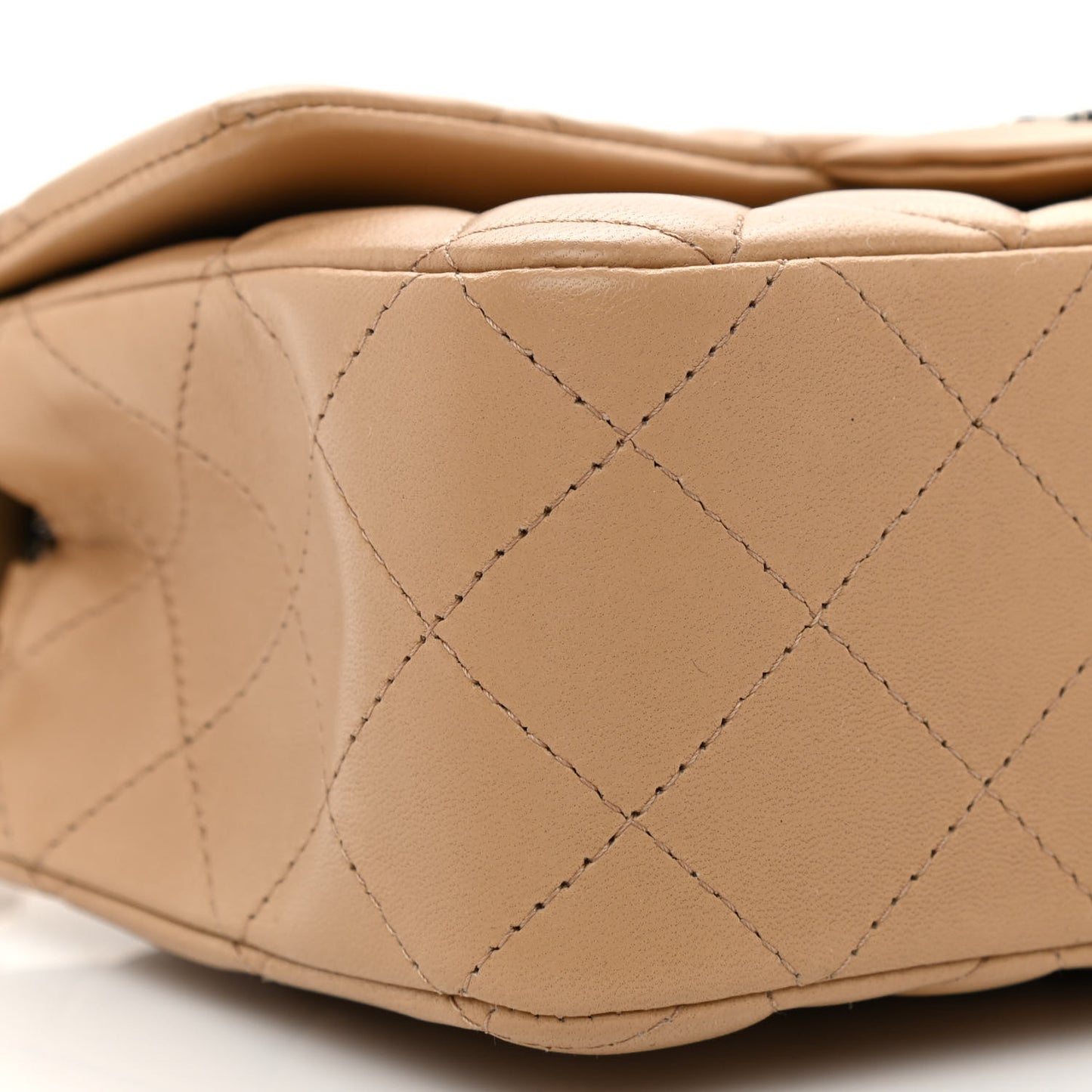 Lambskin Quilted Mini Rectangular Flap Beige