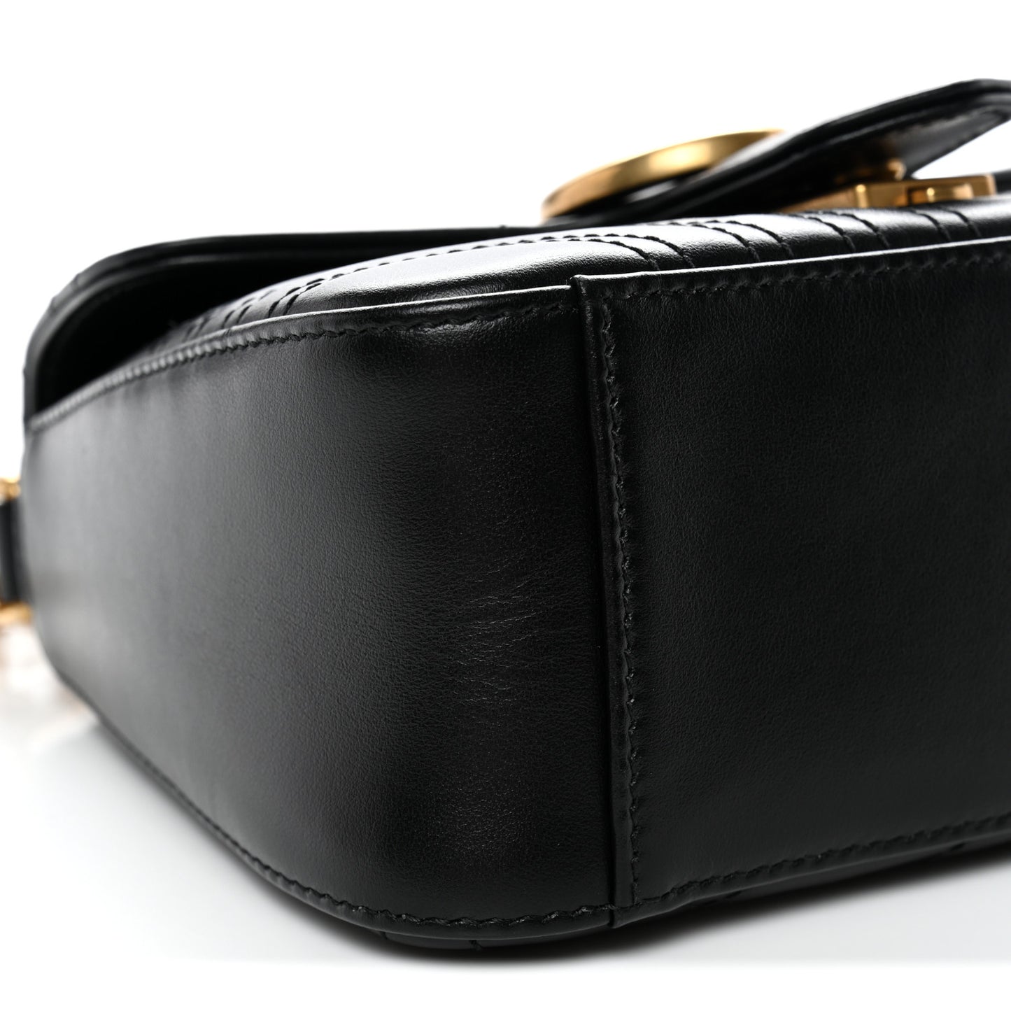 Calfskin Matelasse Mini GG Marmont Top Handle Shoulder Bag Black