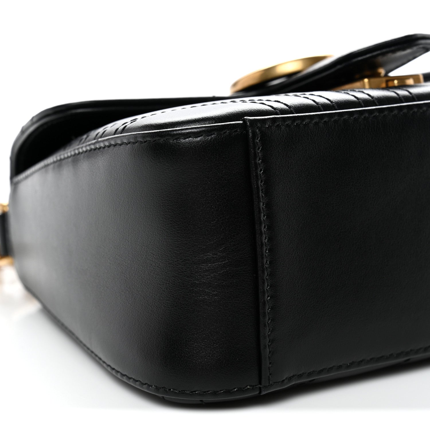 Gucci Calfskin Matelasse Mini GG Marmont Top Handle Shoulder Bag Black 9 of 11