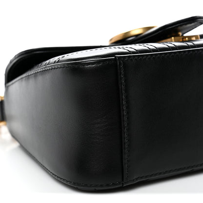 Gucci Calfskin Matelasse Mini GG Marmont Top Handle Shoulder Bag Black 9 of 11