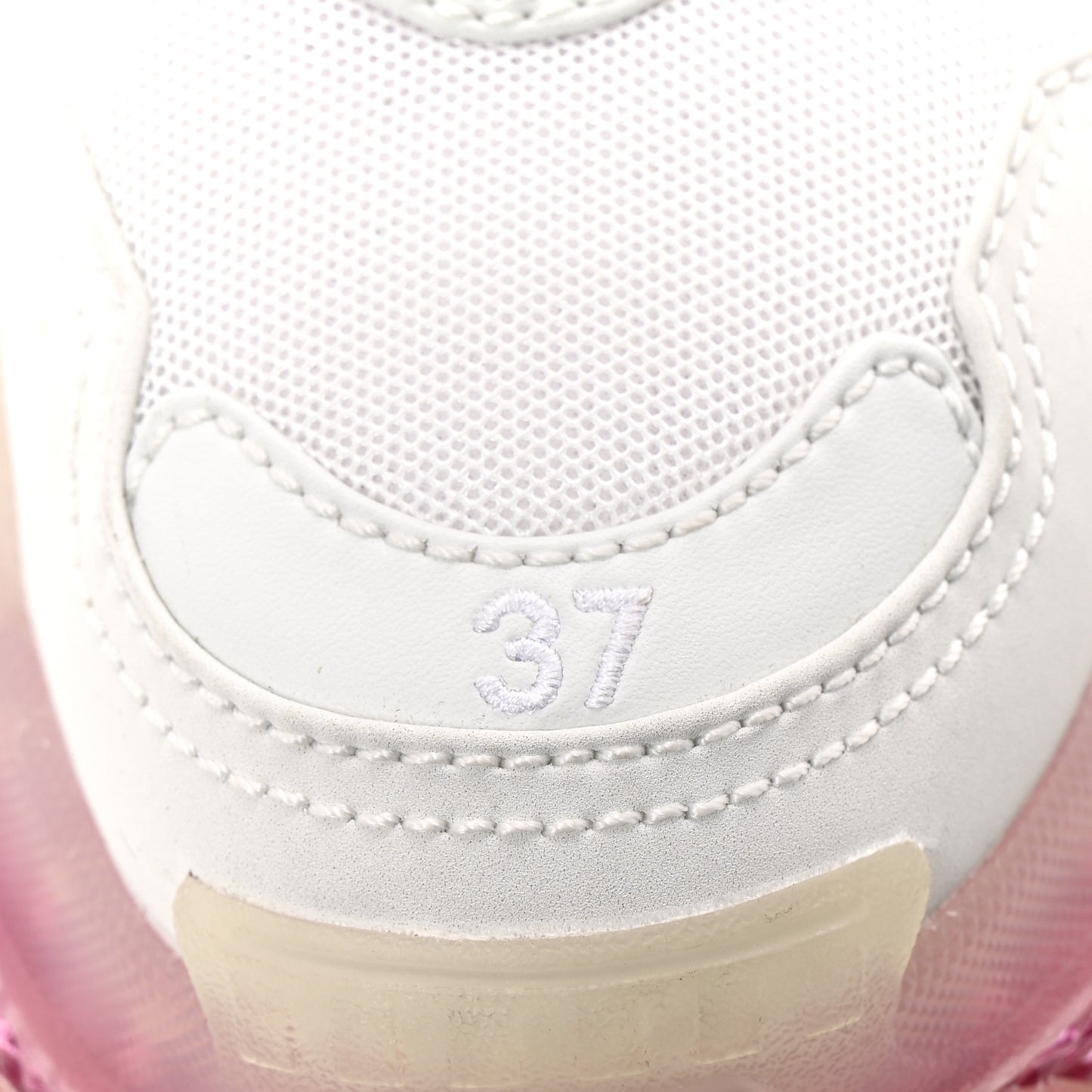 Fabric Mesh Clear Sole Womens Triple S Sneakers 37 White Pink