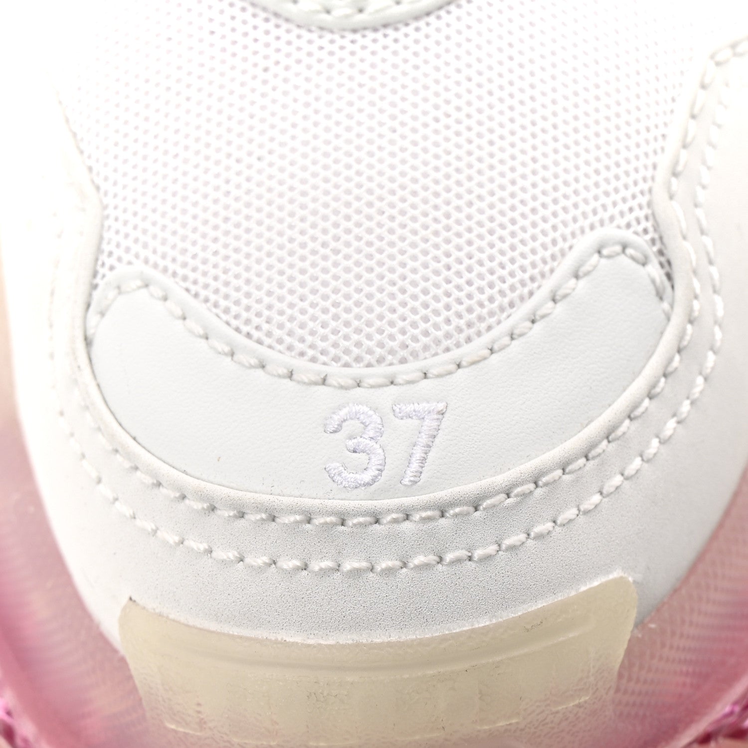 Balenciaga Fabric Mesh Clear Sole Womens Triple S Sneakers 37 White Pink 9 of 10