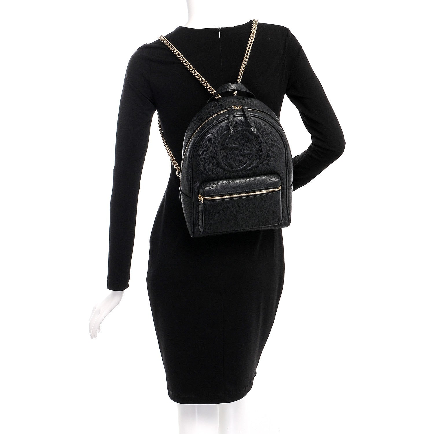 Gucci Pebbled Calfskin Soho Chain Backpack Black 2 of 9