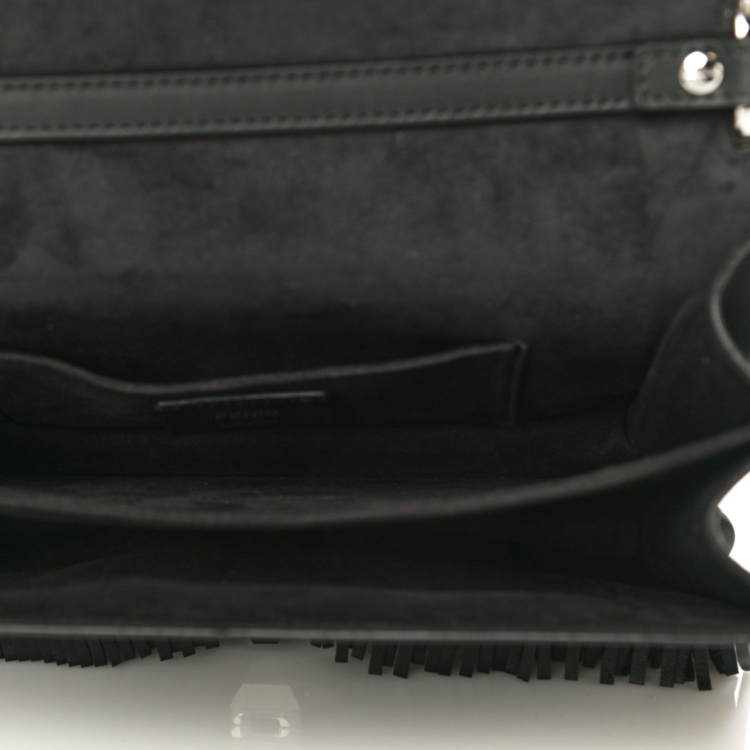 Fendi Vitello Century Opaco Monster Eyes Fringe Studded Kan I Shoulder Bag Black 5 of 10