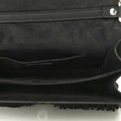 Fendi Vitello Century Opaco Monster Eyes Fringe Studded Kan I Shoulder Bag Black 5 of 10