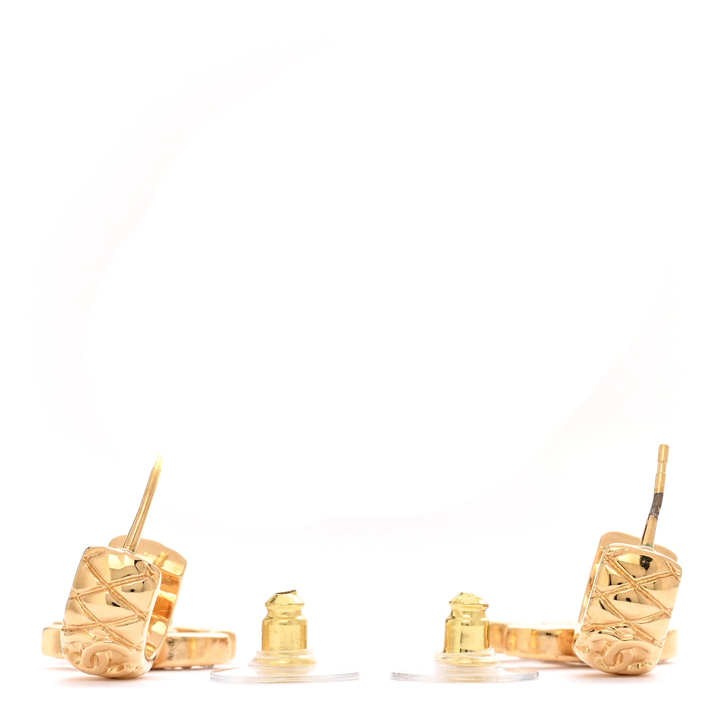 Metal Crystal CC Logo Hoop Drop Earrings Gold