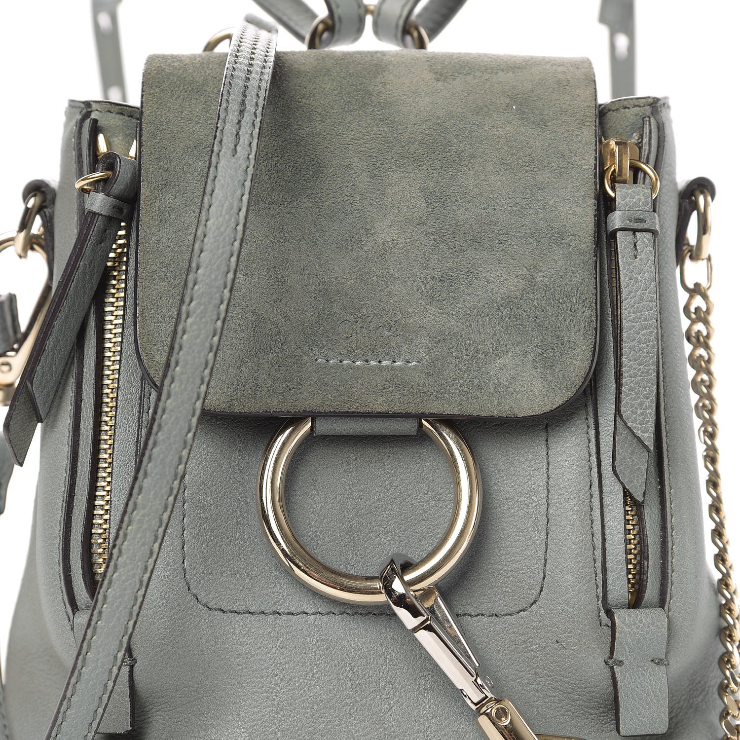 Chloe Suede Calfskin Mini Faye Backpack Cloudy Blue 10 of 10