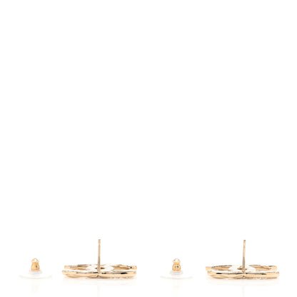 Chanel Crystal Glitter Quilted CC Earrings Light Gold 3 of 3