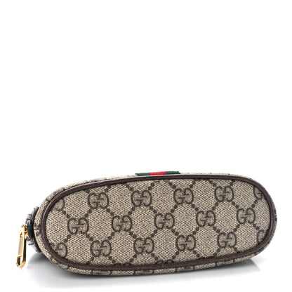 Gucci GG Supreme Monogram Textured Calfskin Web Medium Ophidia Cosmetic Case Beige Ebony New Acero 4 of 9