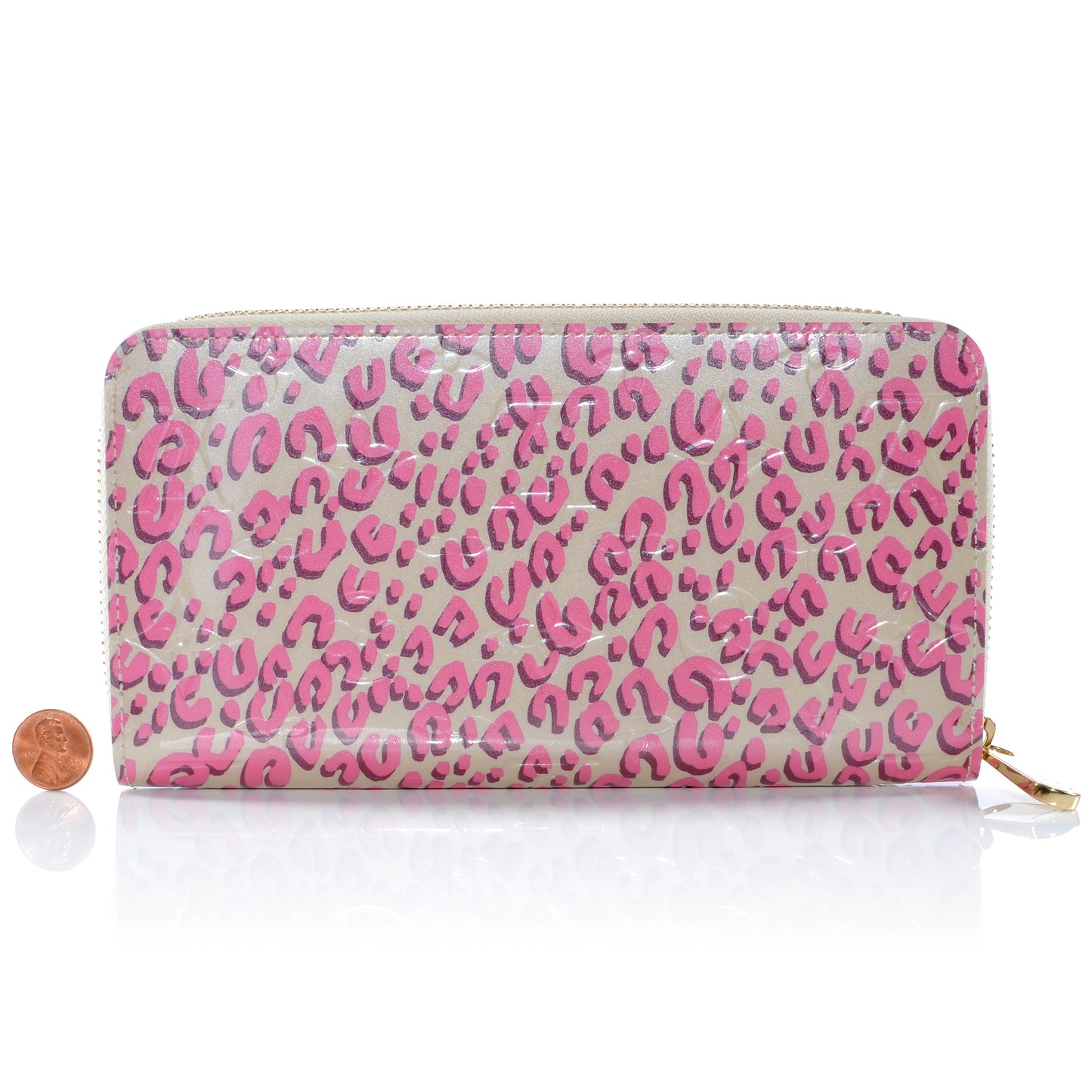 Vernis Leopard Zippy Wallet Blanc Corail