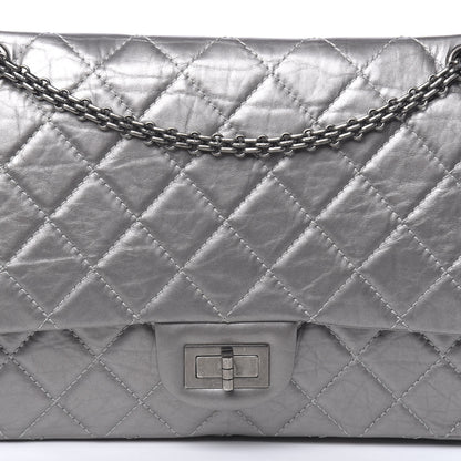 Chanel Metallic Aged Calfskin Quilted 2.55 Reissue 227 Flap Argent Fonce 8 of 11