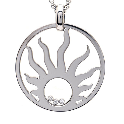 Chopard 18K White Gold Diamond Happy Diamonds Happy Sun Pendant Necklace 4 of 10