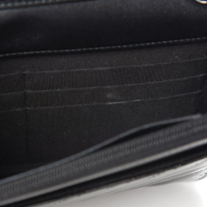 Chanel Patent Metallic Crumpled Calfskin Chevron Quilted Wallet On Chain WOC Black 10 of 13