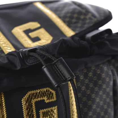 Gucci X DAPPER DAN Calfskin Laminated Ayers GG Micro Monogram Double Buckle Backpack Black Gold 8 of 19