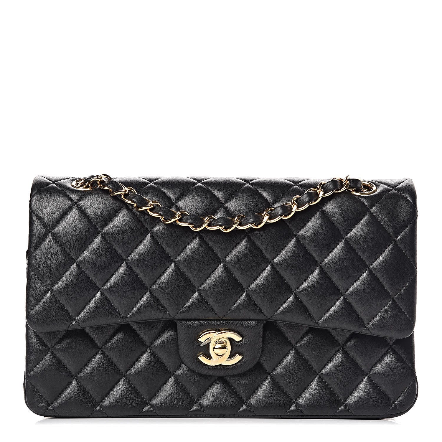 Chanel Lambskin Quilted Medium Double Flap Black 1 of 9