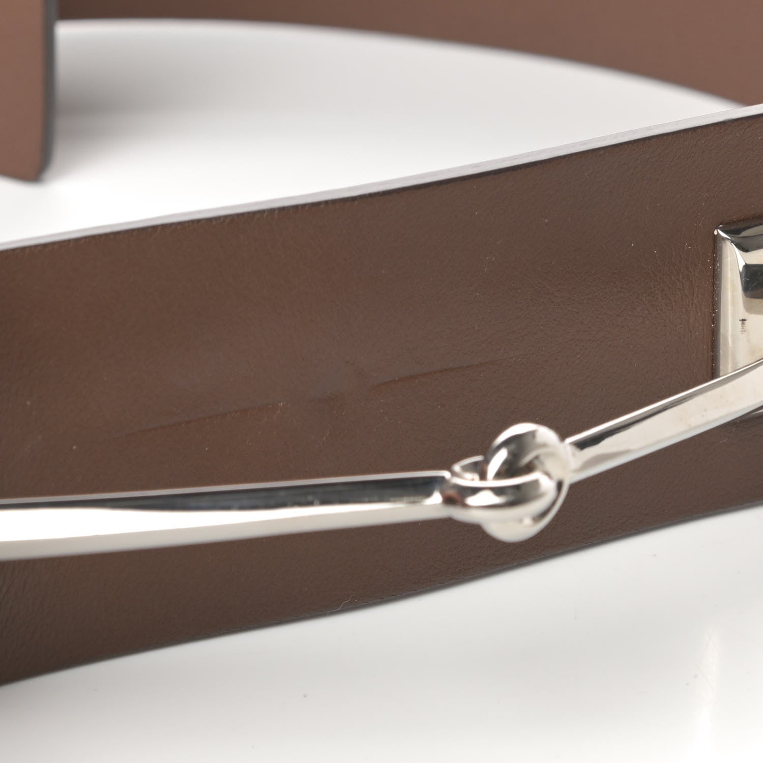 Gucci Calfskin Horsebit Wide Belt 80 32 Brown 3 of 5