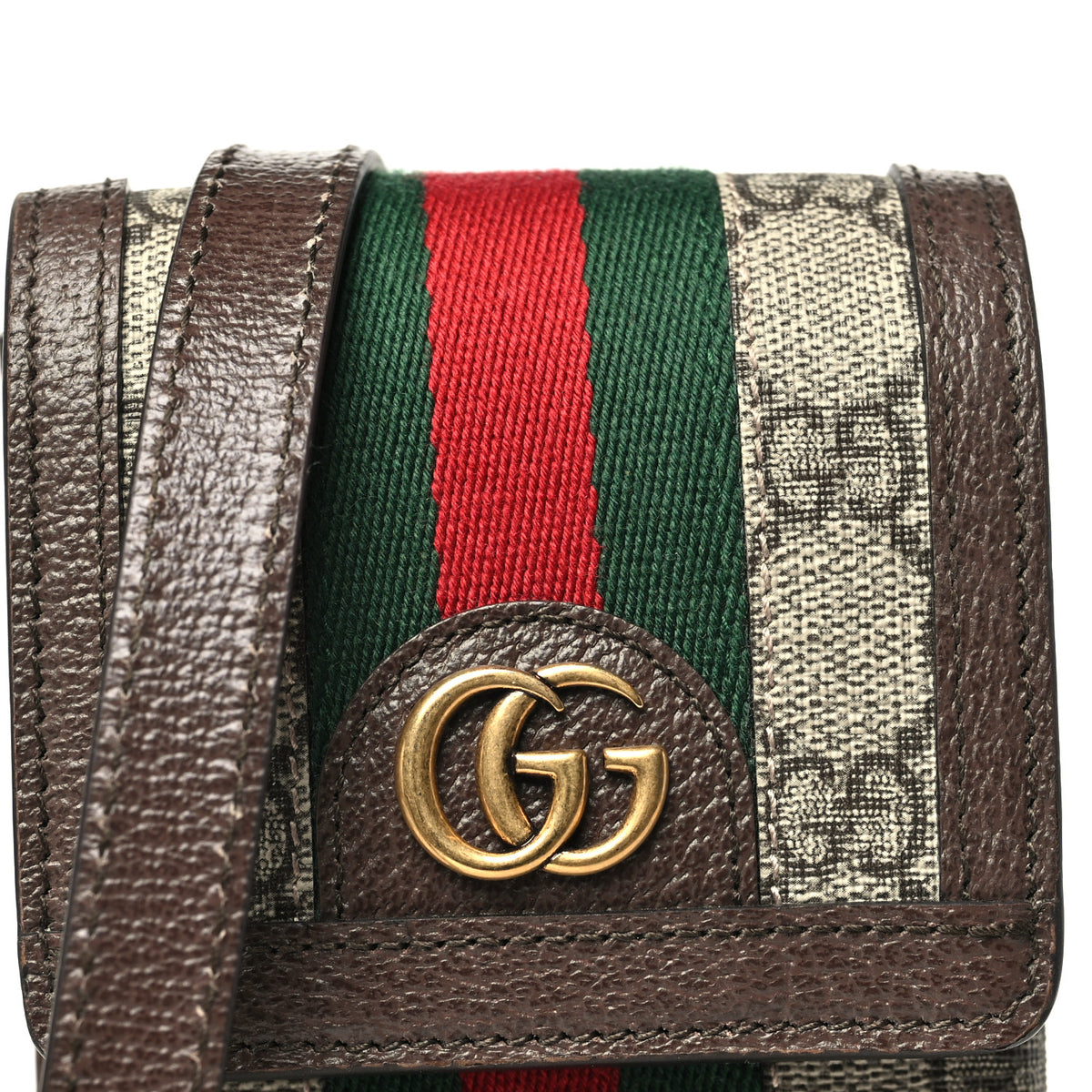 Gucci GG Supreme Monogram Web Ophidia Phone Crossbody Bag Beige New Acero 7 of 9