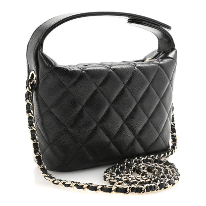 Chanel Caviar Quilted Hobo Clutch With Chain Black 3 of 9