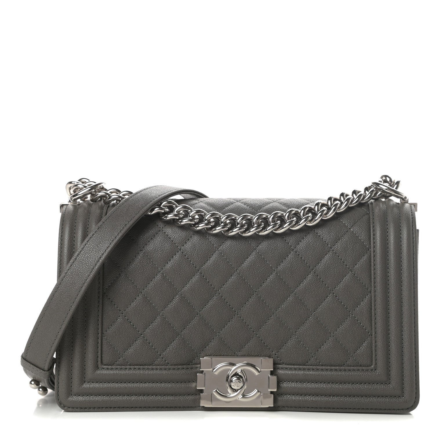 Chanel Caviar Quilted Medium Boy Flap Grey 1 of 13