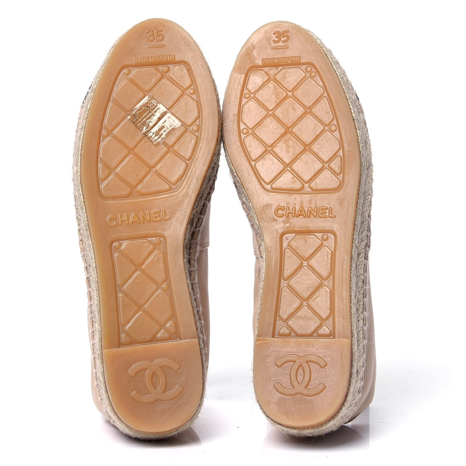 Chanel Lambskin CC Espadrilles 35 Beige Black 4 of 5