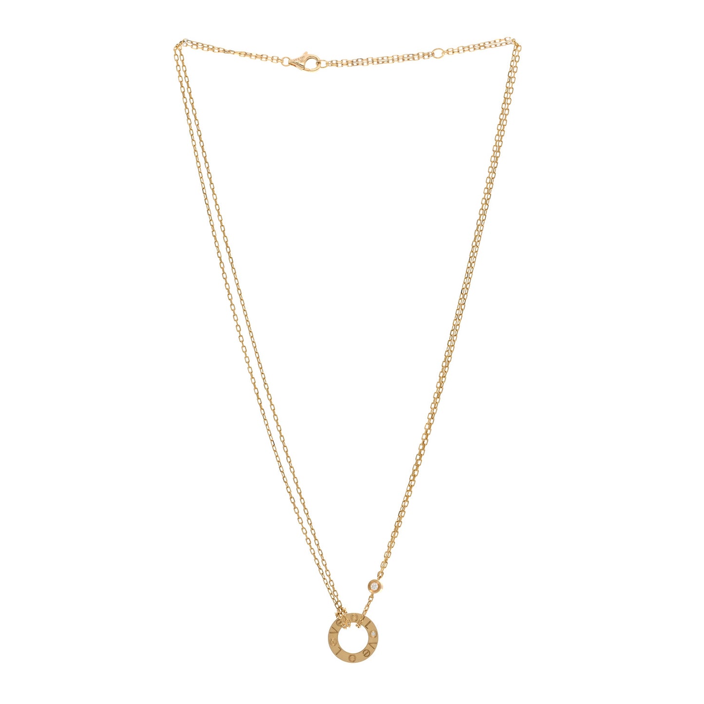 18K Yellow Gold 2 Diamond LOVE Necklace