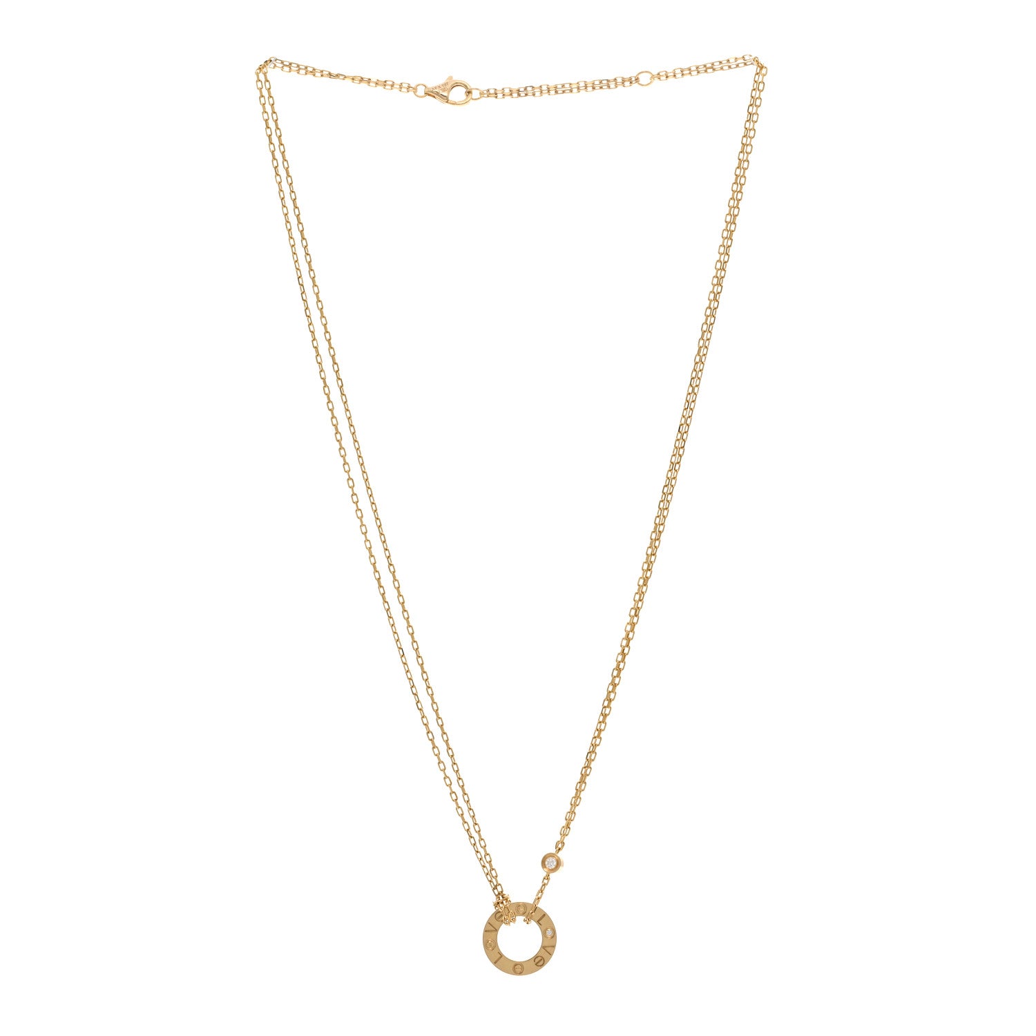 Cartier 18K Yellow Gold 2 Diamond LOVE Necklace 3 of 4