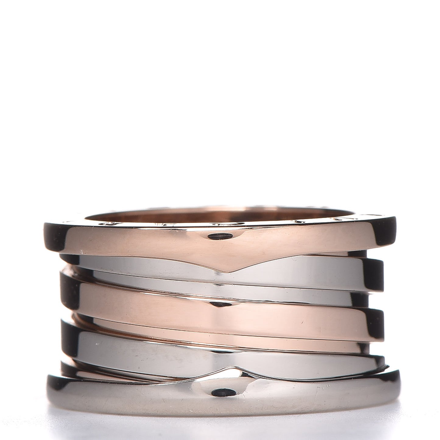 BULGAR 18K Rose White Gold B.Zero1 4 Band Ring 53 6.25