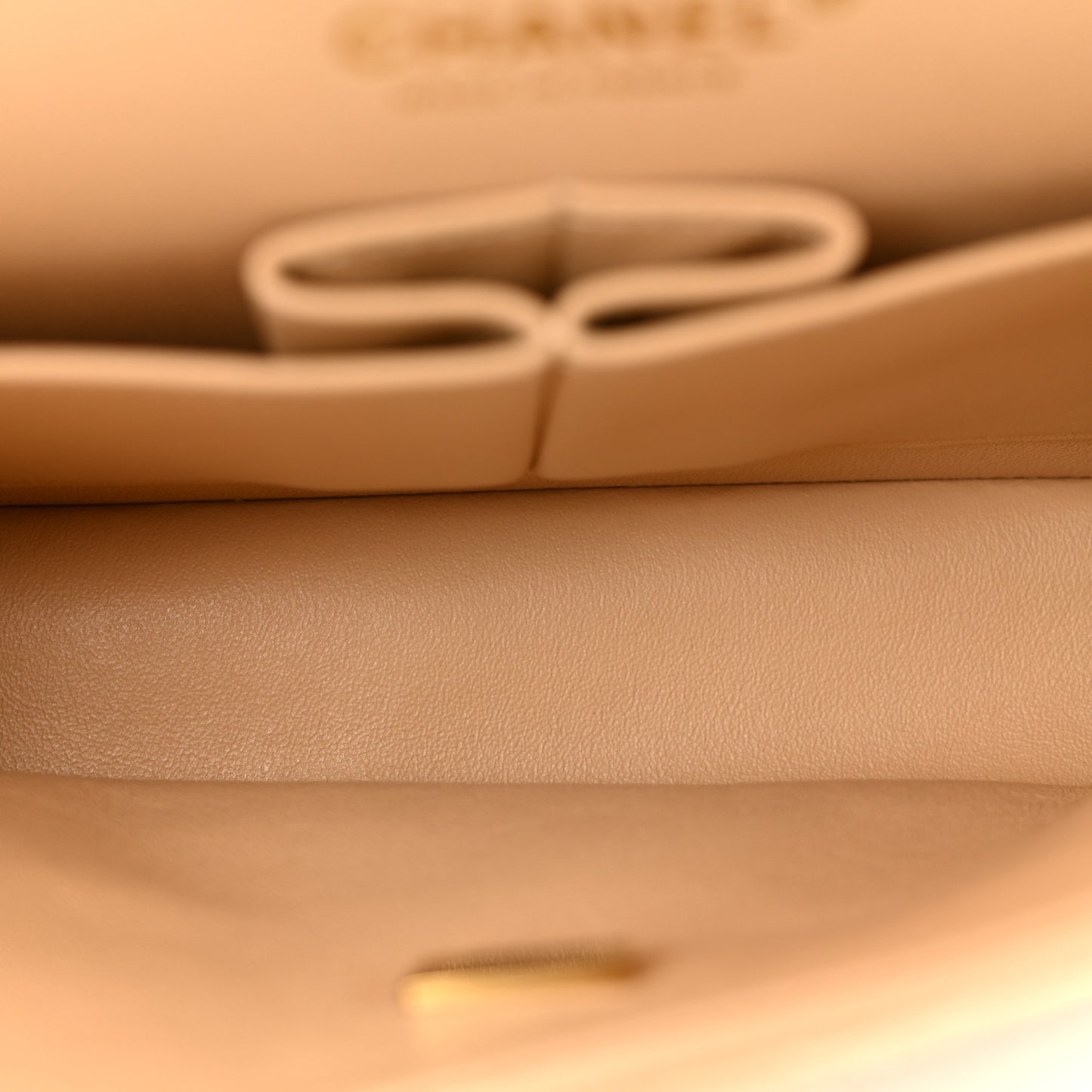 Caviar Quilted Medium Double Flap Beige