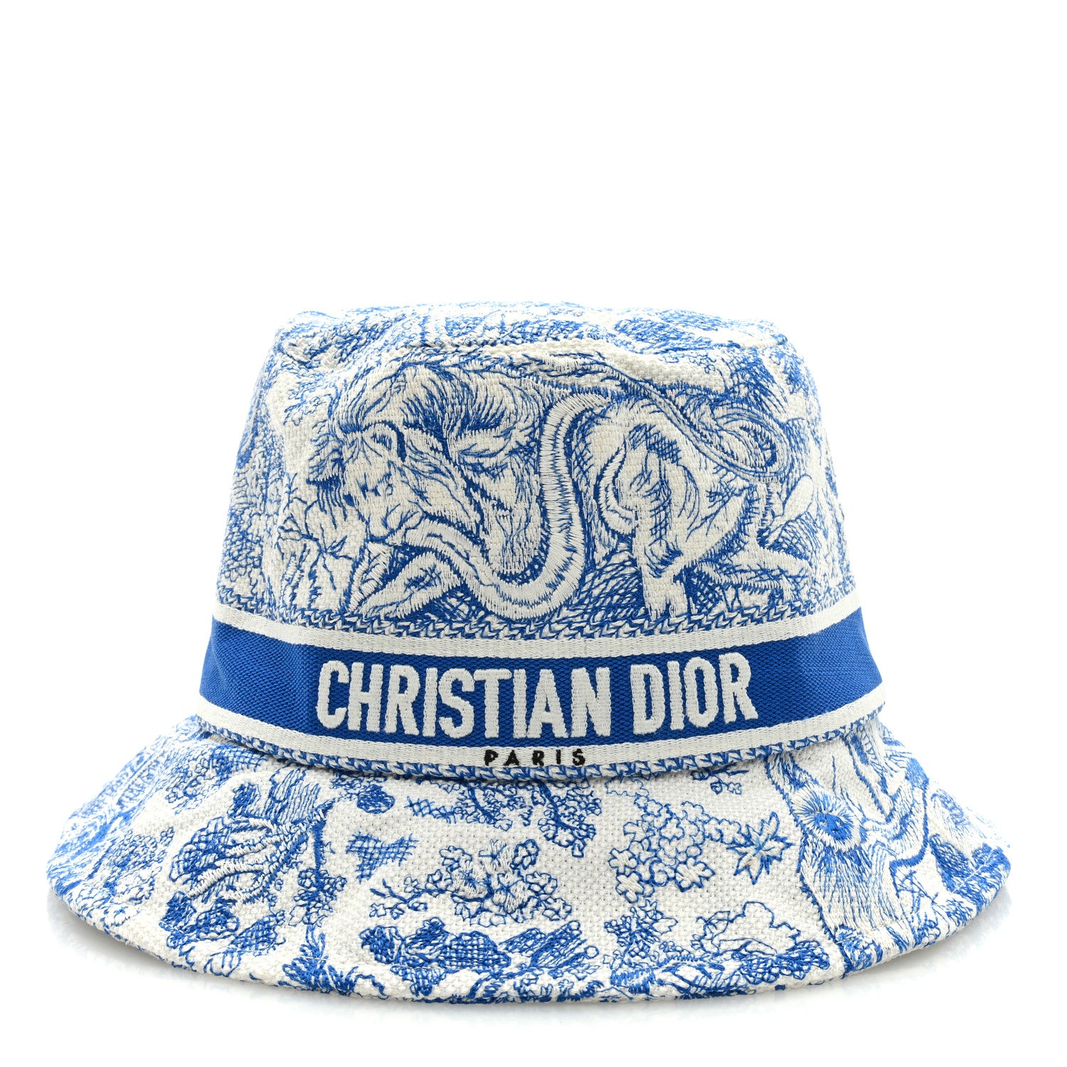 Christian Dior Canvas Toile de Jouy Sauvage Diorivera D-Bobby Small Brim Bucket Hat 59 Fluorescent Blue 2 of 7
