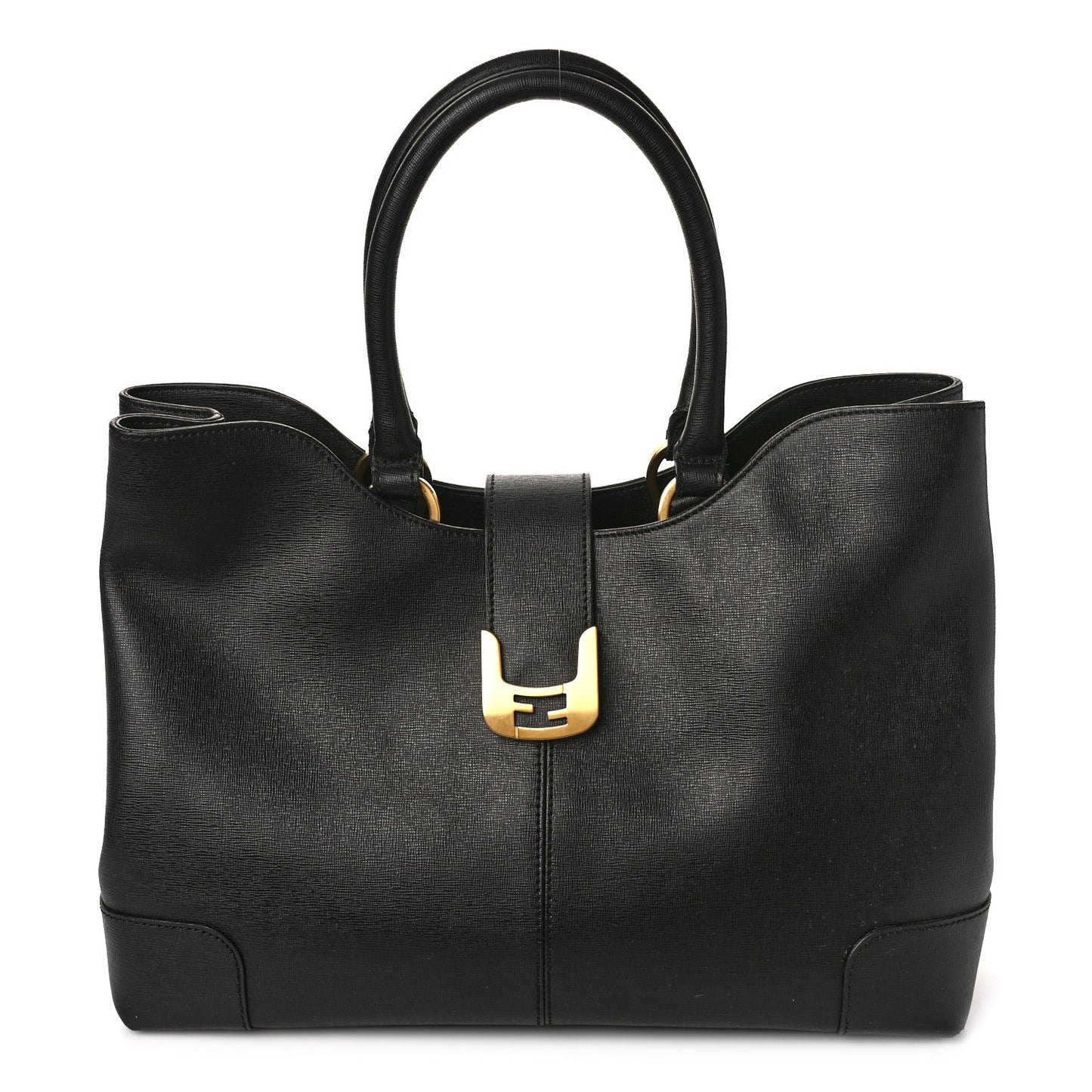 Textured Calfskin Chameleon Shopper Tote Black