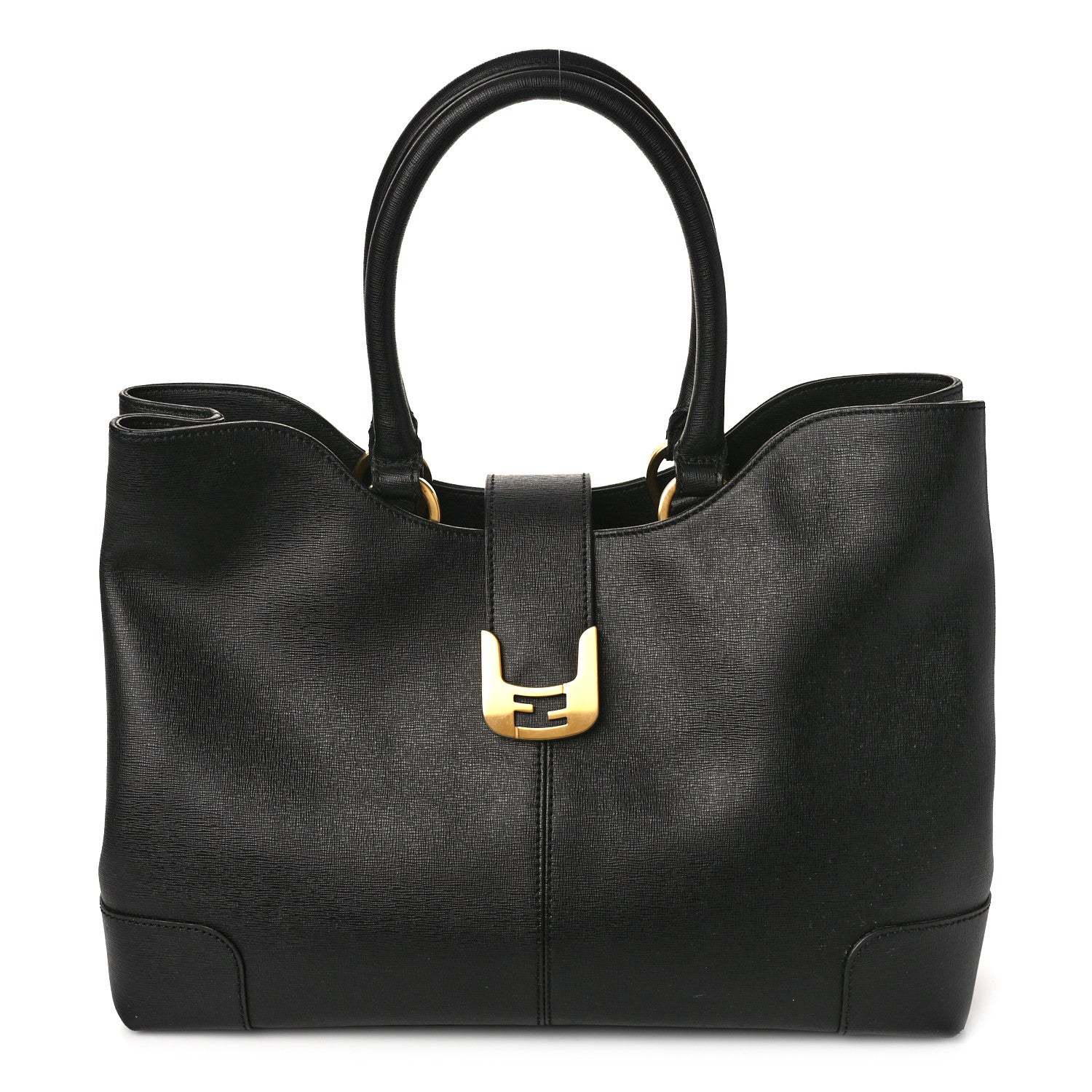 Fendi Textured Calfskin Chameleon Shopper Tote Black 1 of 8