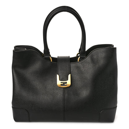 Fendi Textured Calfskin Chameleon Shopper Tote Black 1 of 8