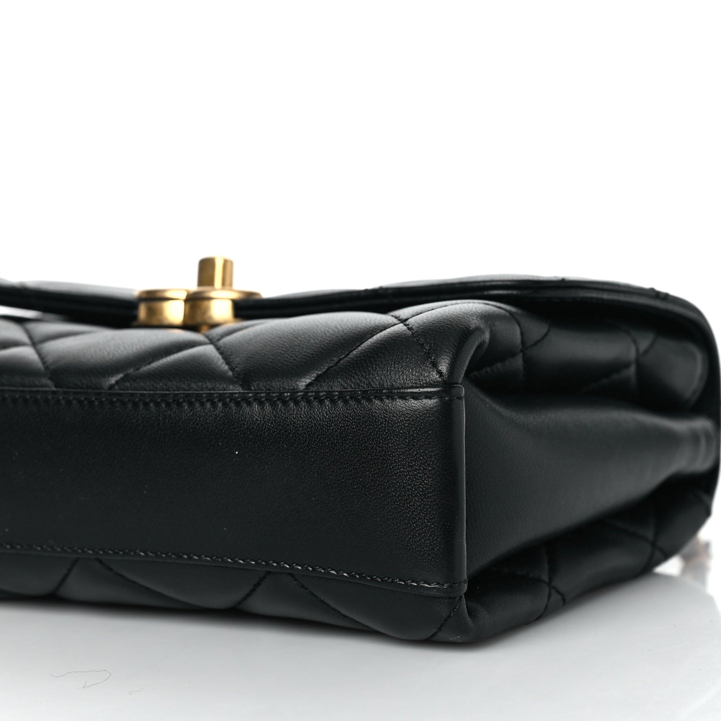 Lambskin Quilted Mini CC Crystal Logo Chain Flap Black